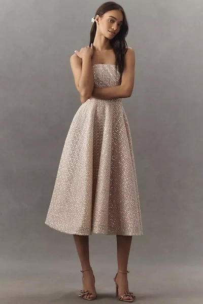 Helsi Vivi Strapless Beaded Fit & Flare Midi Dress In White