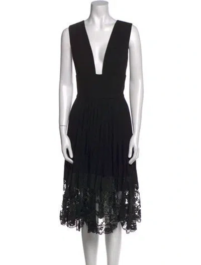 Pre-owned Helsi V-neck Midi Length Dress In Black