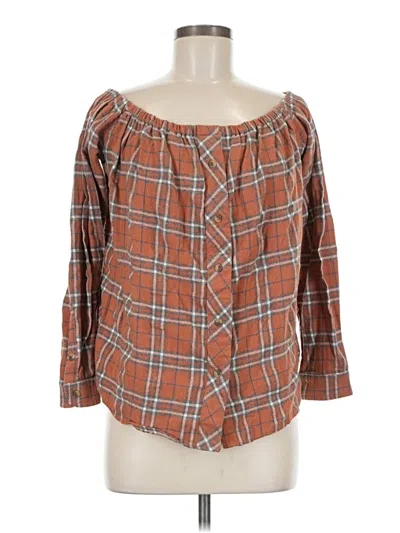 Pre-owned Hem & Thread 3/4 Sleeve Blouse In Brown