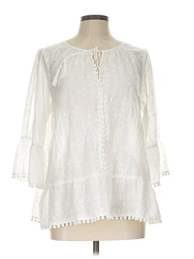 Pre-owned Hem & Thread 3/4 Sleeve Blouse In Ivory