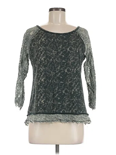 Pre-owned Hem & Thread 3/4 Sleeve Top Gray Boatneck Tops
