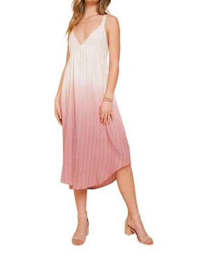 Hem & Thread Afternoon Stroll Midi Dress In Natural In Pink