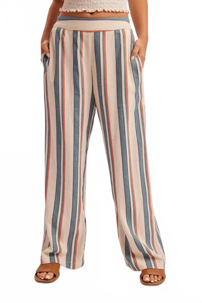 Hem & Thread Aisa Stripe Pull On Pants In Blue /red/ Cream In Multi