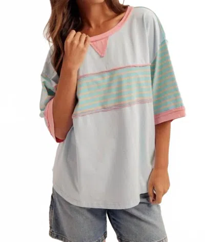Hem & Thread Audrey Striped Oversized Top In Lavender In Neutral