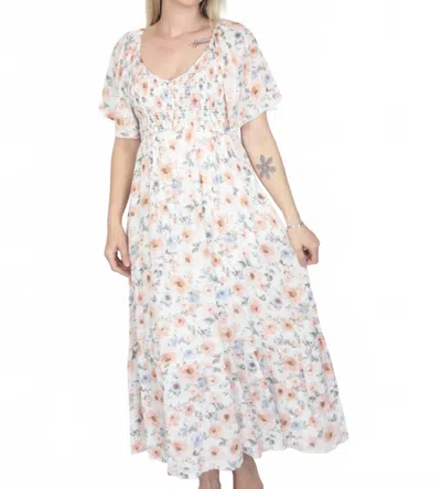 Hem & Thread Blossom Breeze Floral Maxi Dress In Multi In White