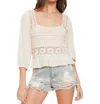 Hem & Thread Boho Find Crochet Peplum Top In Natural In White