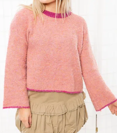 Hem & Thread Boucle Cozy Sweater In Pink