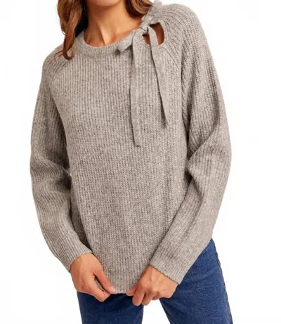 Hem & Thread Bow Tie Sweater In Grey In Gray