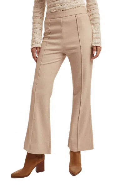 Hem & Thread Brushed Flare Pant In Taupe In Multi