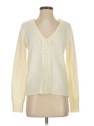 Pre-owned Hem & Thread Cardigan Sweater In White