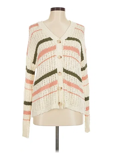 Pre-owned Hem & Thread Cardigan Sweater In White