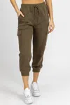 HEM & THREAD CARGO RELAXED JOGGERS IN OLIVE
