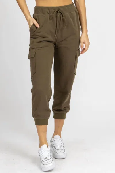 Hem & Thread Cargo Relaxed Joggers In Olive In Brown
