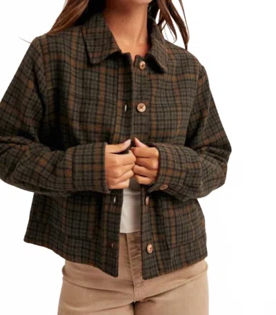 Hem & Thread Carly Plaid Jacket In Forest Green, Brown In Multi