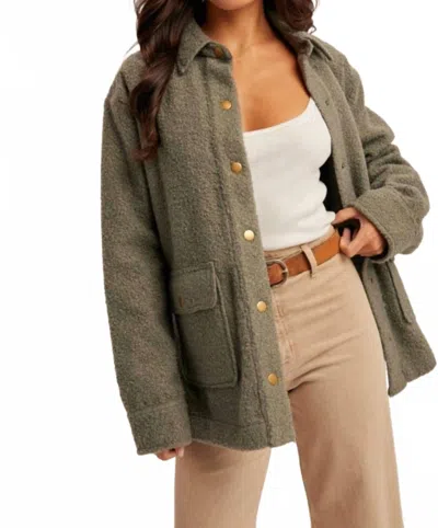 Hem & Thread Carrie Teddy Jacket In Green