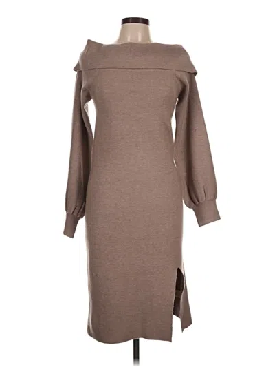 Hem & Thread Casual Dress In Brown
