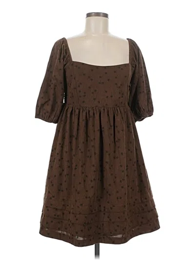 Pre-owned Hem & Thread Casual Dress In Brown