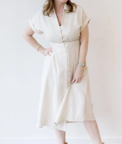 Hem & Thread Classic Dress In Beige