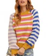 Hem & Thread Color Block Stripe Sweater In Multi