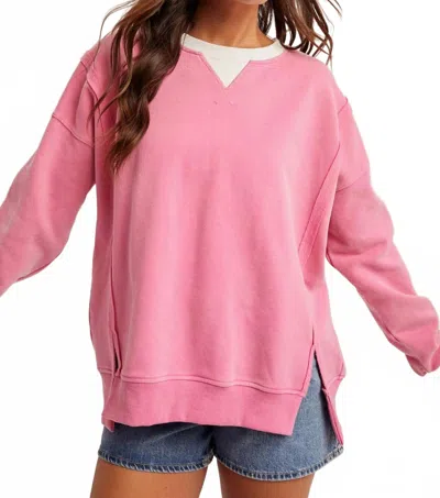 Hem & Thread Colorblock Oversized Sweatshirt In Pink In Multi