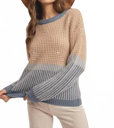 Hem & Thread Colorblock Sweater In Beige In Brown