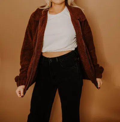 Hem & Thread Copper Teddy Jacket In Brown