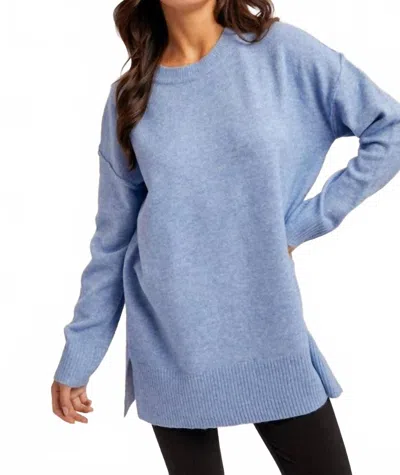 Hem & Thread Crew Neck Oversized Everyday Tunic Sweater In Blueberry