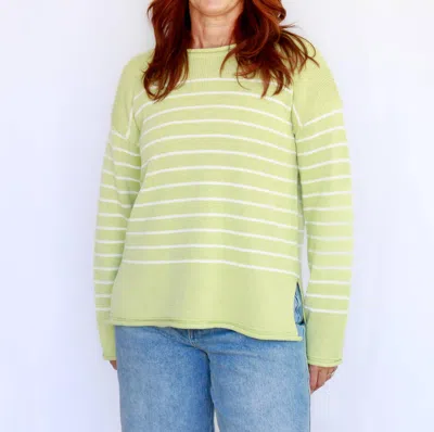 Hem & Thread Dakota Striped Sweater In Lime Green