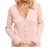 Hem & Thread Deep V Button Down Cardigan In Pink