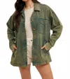 Hem & Thread Distressed Oversized Jacket In Green In Green