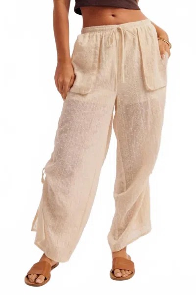 Hem & Thread Driftwood Embroidered Cargo Pants In Ivory In Multi