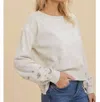 Hem & Thread Embroidered Sweatshirt In Grey In Grey