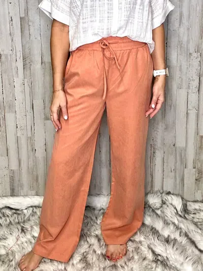 Hem & Thread Emporia Drawstring Pants In Peach In Pink