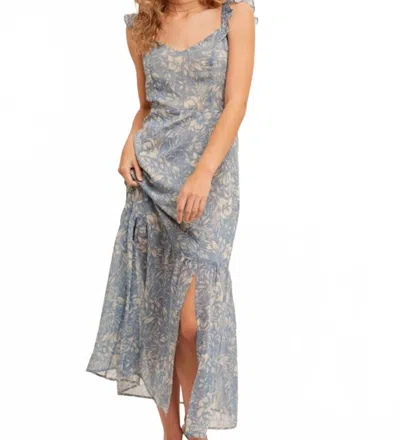 Hem & Thread Everleigh Chiffon Midi Dress In Dusty Blue In Multi