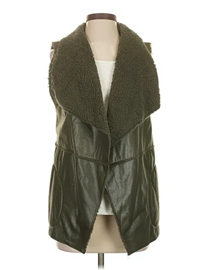 Pre-owned Hem & Thread Faux Fur Vest In Green