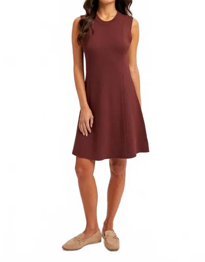 Hem & Thread Fitted Flare Sweater Dress In Mahogany In Red