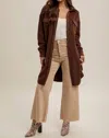 Hem & Thread Fleece Button Down Long Jacket In Cocoa In Brown