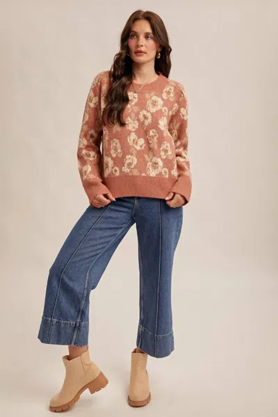 Hem & Thread Floral Motif Sweater In Winter Rose In Multi