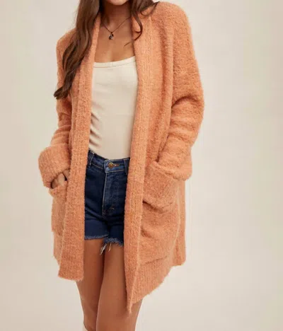 Hem & Thread Fuzzy Cardigan In Sunkissed Orange