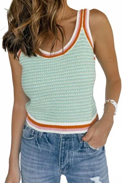 Hem & Thread High Vibe Tank In Green Multi In Blue