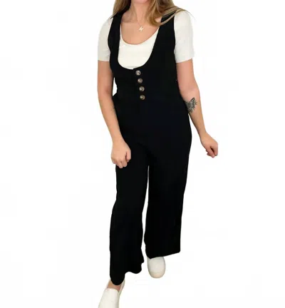 Hem & Thread Impress Soft Corduroy Jumpsuit In Black