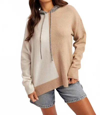 Hem & Thread In Line Sweater Hoodie In Ivory In Multi