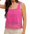 Hem & Thread Karis Crochet Trim Tank In Soft Amethyst In Pink