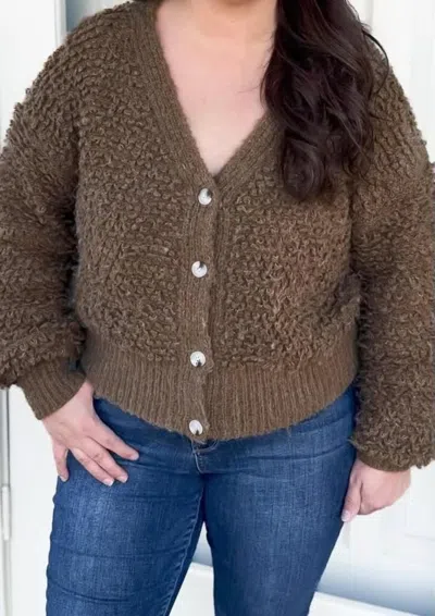 Hem & Thread Lainey Sweater Cardigan In Brown