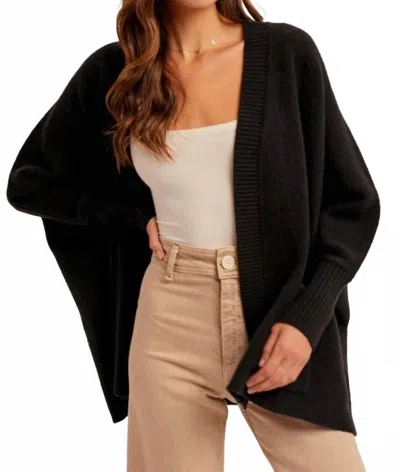 Hem & Thread Laura Dolman Sleeve Cardigan In Black