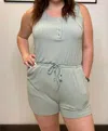 Hem & Thread Lightweight Romper In Sage In Multi