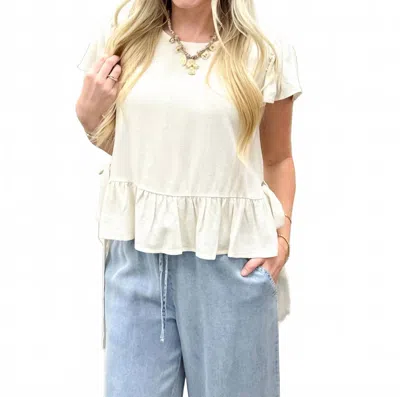 Hem & Thread Linen Side Tie Top In Natural In White