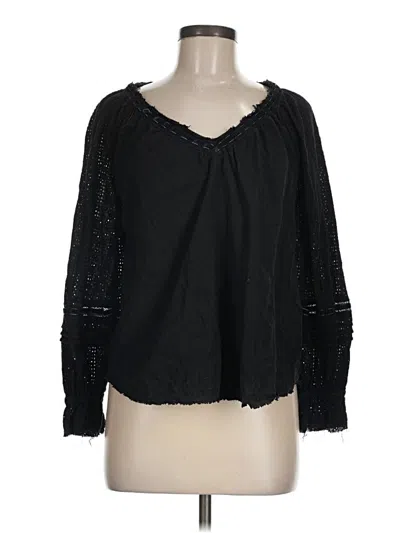 Pre-owned Hem & Thread Long Sleeve Blouse In Black