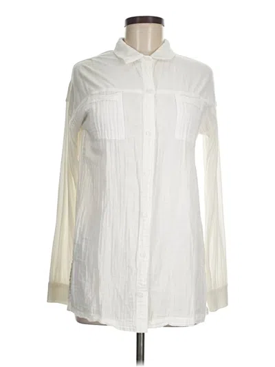 Pre-owned Hem & Thread Long Sleeve Blouse In White