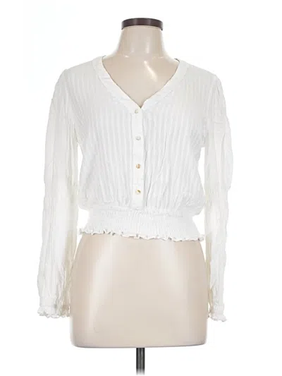 Pre-owned Hem & Thread Long Sleeve Blouse In White